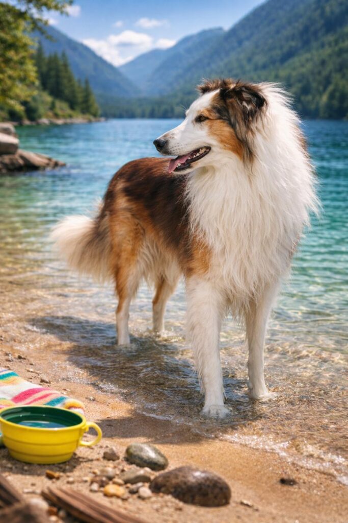Sheltie am Badesee